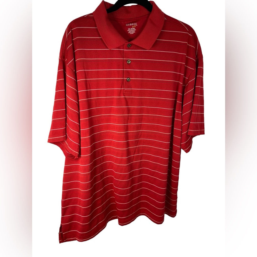 GEORGE golf shirt red and white striped 2XL